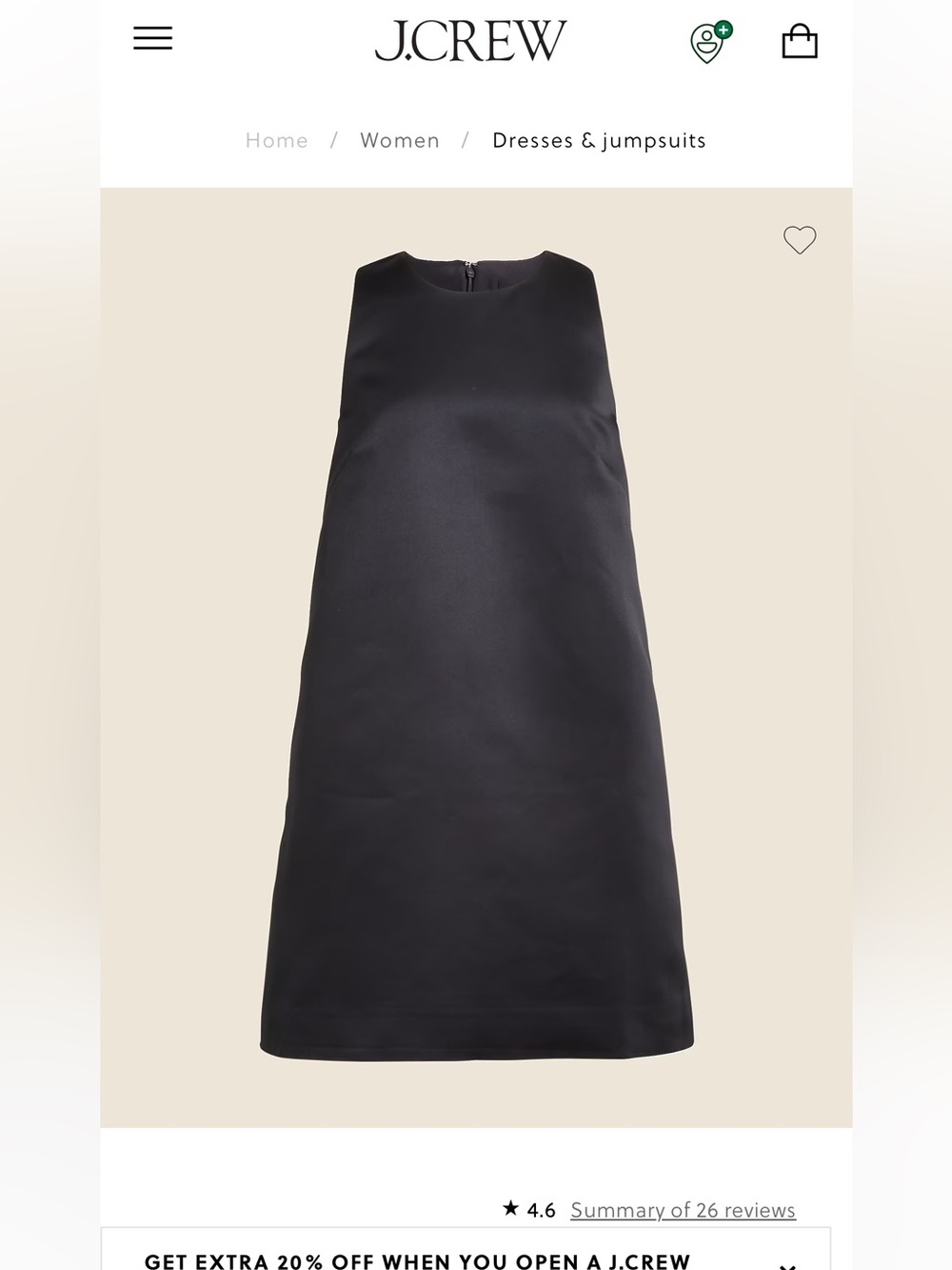 J. Crew Women's Black Sleeveless Shift Dress